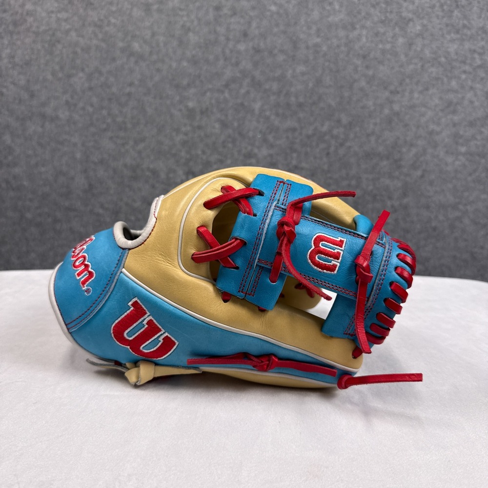 Wilson A2000 1786 Baseball Glove 11.5 Blonde Sky Blue Red Pro Stock Leather